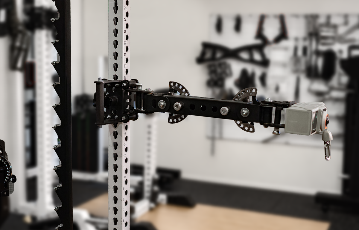 Bear Arm extended horizontally, showing the adjustable arm and rack mount; VOLTRA device and DIY Dock sold separately.