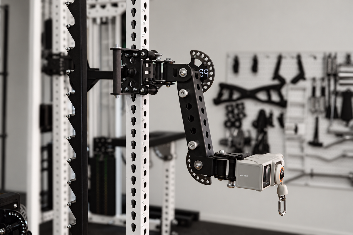 Bear Arm mounted on a white rack, shown with a VOLTRA device