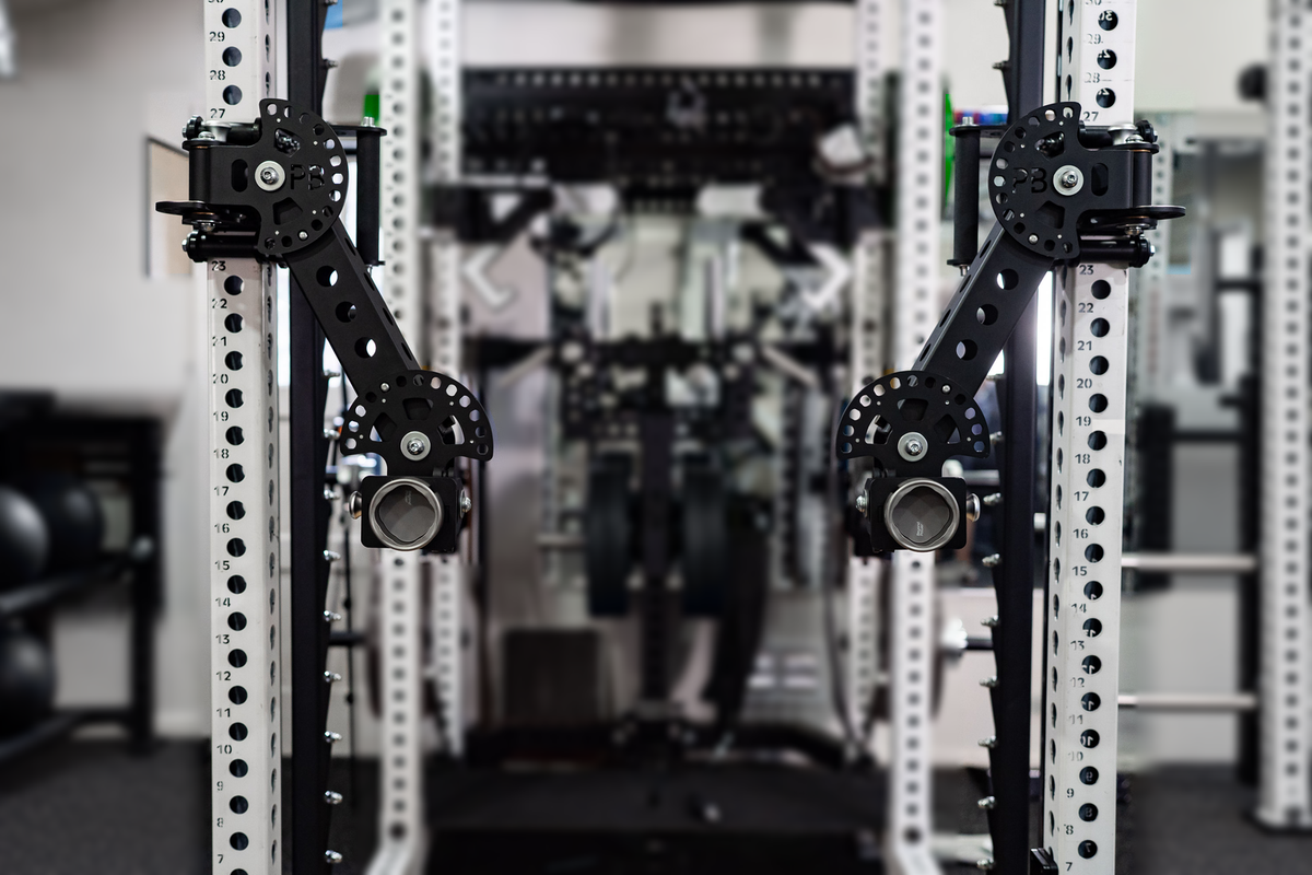 Two Bear Arms mounted on a rack, shown from the front; VOLTRA devices and DIY Docks sold separately.