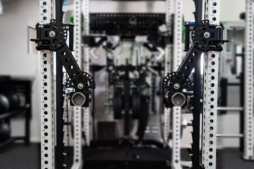 Two Bear Arms mounted on a rack, shown from the front; VOLTRA devices and DIY Docks sold separately.
